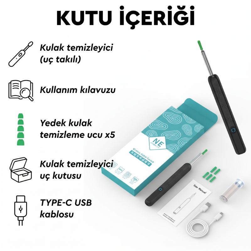Akıllı Kulak Temizleme Cihazı - Kameralı - WiFi ve Mobil Uygulama Uyumlu - görsel 2